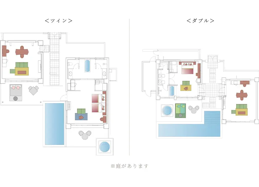 プール付ヴィラスイート（ツイン・ダブル） 間取り図